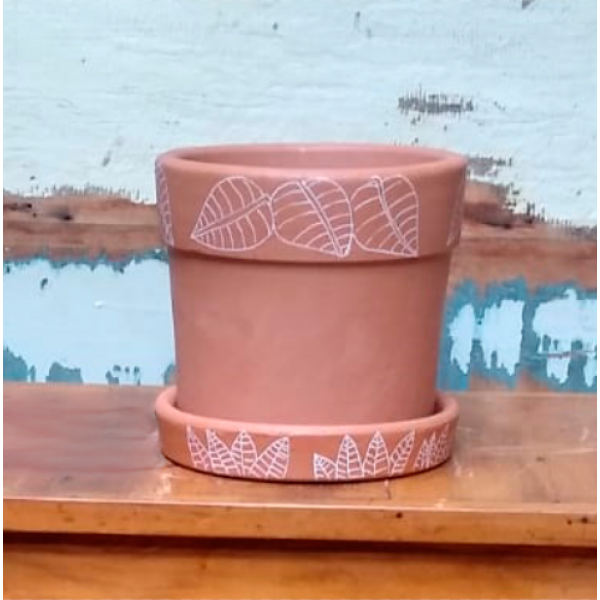 Vaso comum M e prato pintado Ana Arantes (L22xA21xP22 cm)