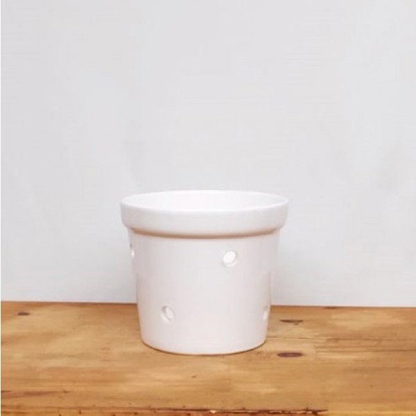 Vaso Orquidea c borda P branco (L18xA15xP12 cm)