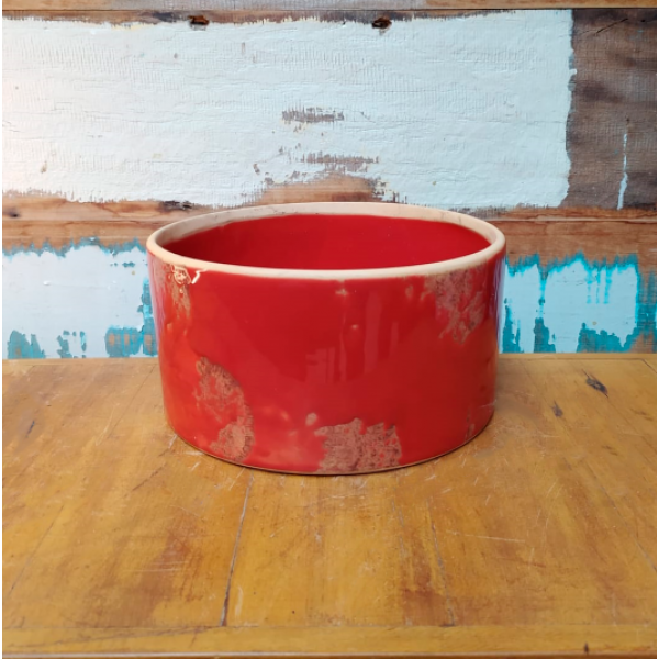 Vaso Tubo esmaltado GG vermelho (L26xA13xP26 cm)