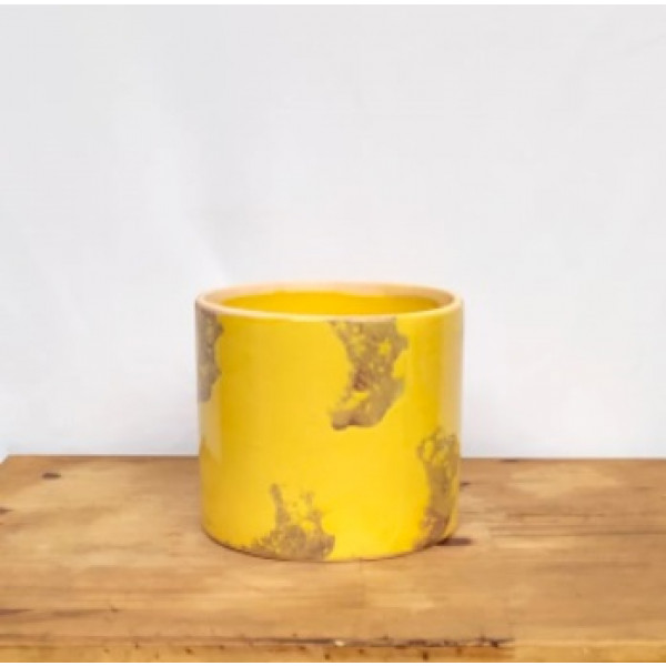 Vaso Tubo esmaltado G Amarelo (L18xA15,5xP18 cm)