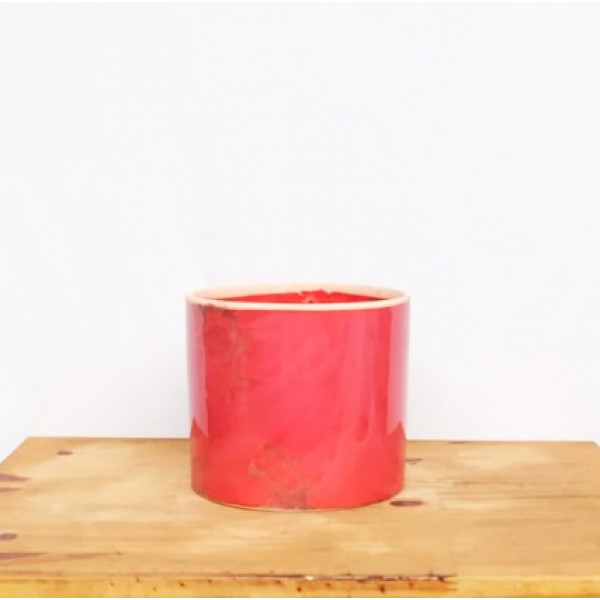 Vaso Tubo esmaltado G Vermelho (L18xA15,5xP18 cm)