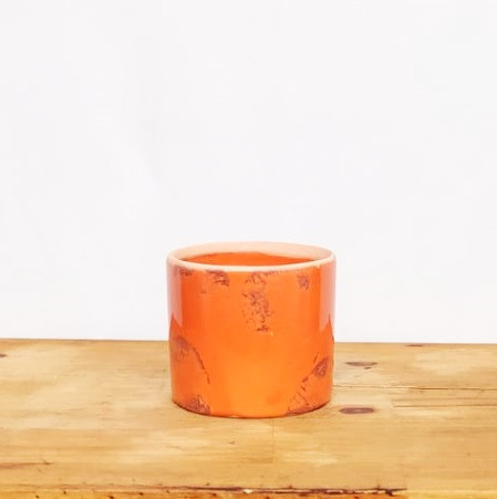 Vaso Tubo esmaltado M Laranja (L12,5xA11xP12,5 cm)