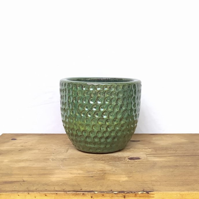 Vaso Eugenia nº3 esmalt. verde musgo premium (L19xA17xP19 cm)