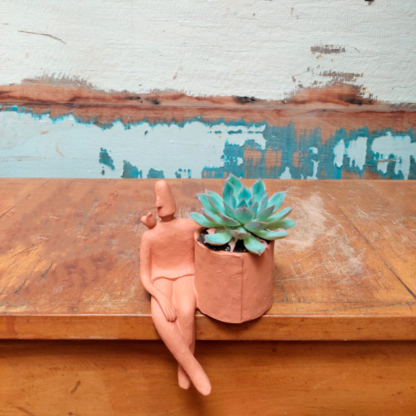 Mini Suculenta Vaso Homem terracota P