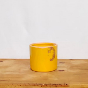 Vaso Tubo esmaltado M Amarelo (L12,5xA11xP12,5 cm)