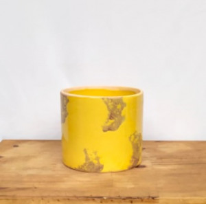 Vaso Tubo esmaltado G Amarelo (L18xA15,5xP18 cm)