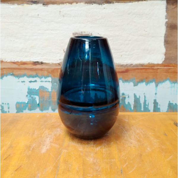 Vaso de flores vidro azul (L14xA20xP14 cm)
