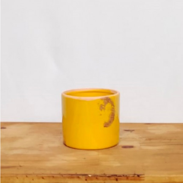Vaso Tubo esmaltado M Amarelo (L12,5xA11xP12,5 cm)