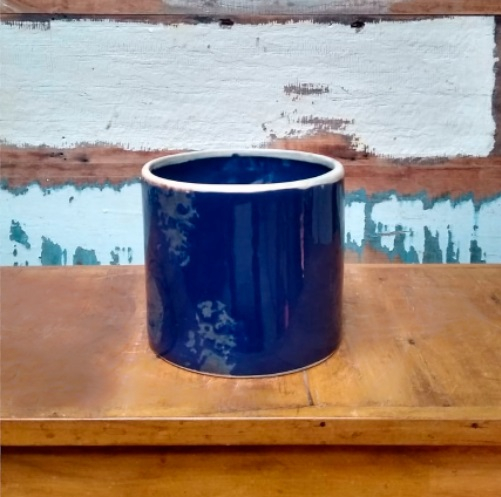 Vaso Tubo esmaltado G azul (L18xA15,5xP18 cm)